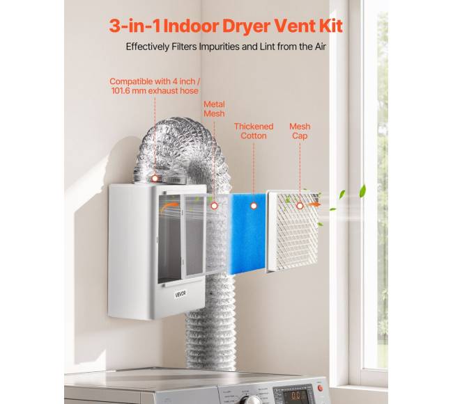 3 in 1 vidaus džiovyklių ventiliacijos komplektas ABS medžiaga1