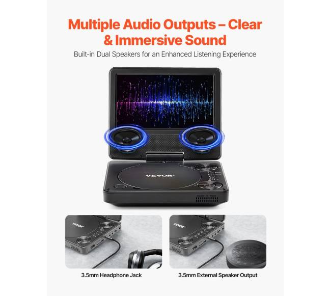 Nešiojamas DVD grotuvas su besisukančiu ekranu3