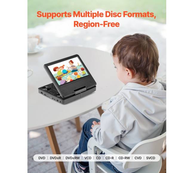 Nešiojamas DVD grotuvas su besisukančiu ekranu4