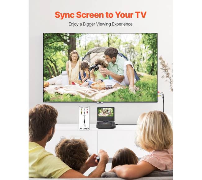 Nešiojamas DVD grotuvas su besisukančiu ekranu5