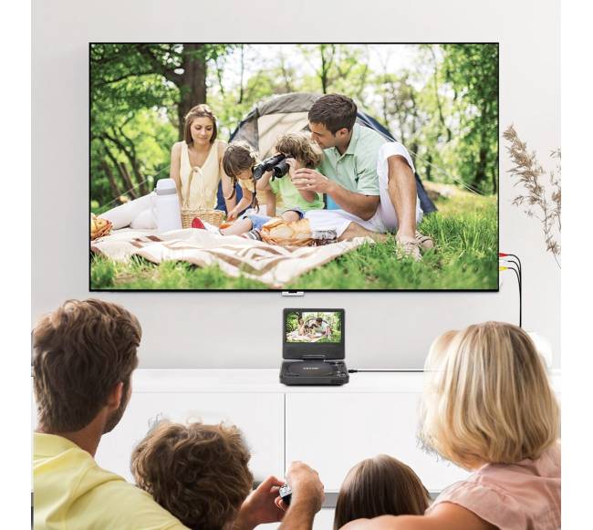 Nešiojamas DVD grotuvas su besisukančiu ekranu7