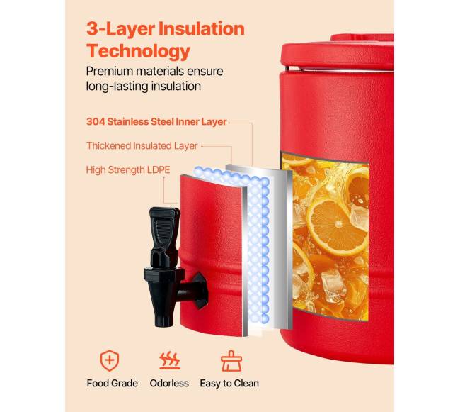 Izoliuotas gėrimų dozatorius 30L šaltam ir karštam naudojimui3