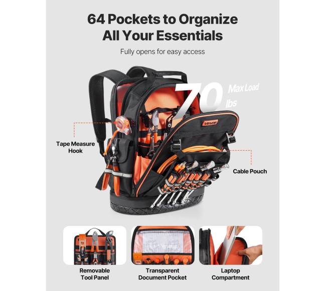 Elektriko kuprinė su 64 kišenėmis2