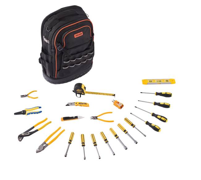 Įrankių kuprinė su 65 kišenėmis ir įrankiais0