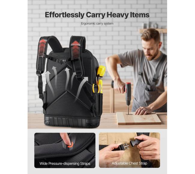 Įrankių kuprinė su 65 kišenėmis ir įrankiais4