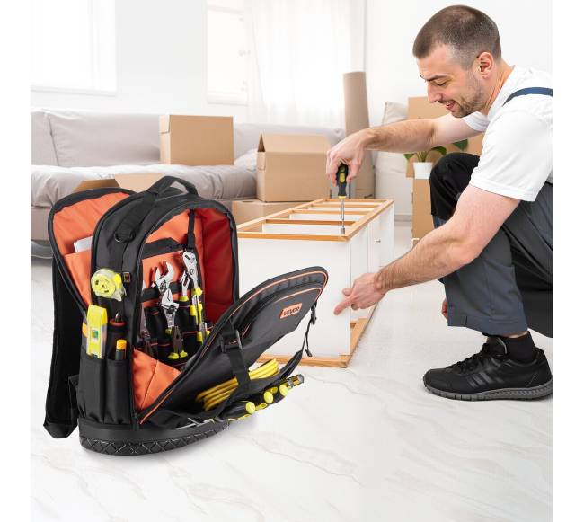 Įrankių kuprinė su 65 kišenėmis ir įrankiais7