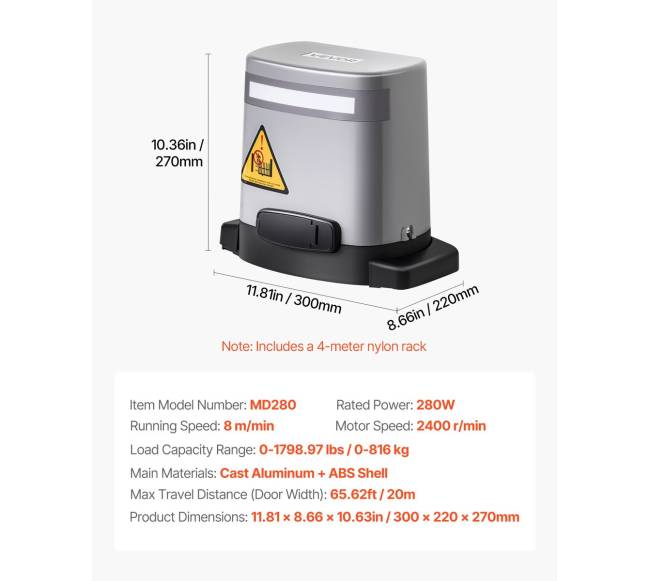 280 W saulės vartų atidarytuvas 816 kg6