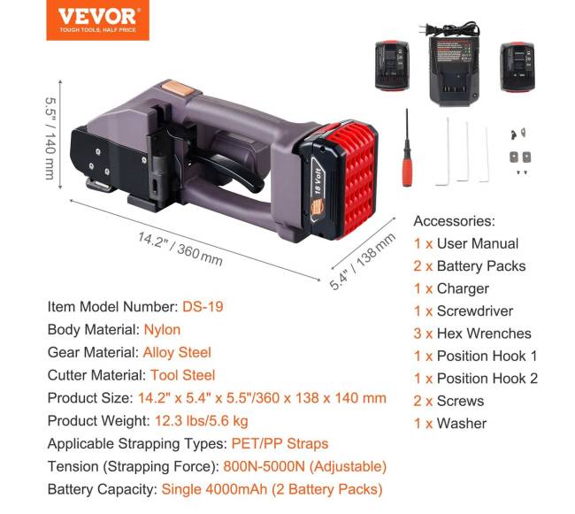 Automatinis elektrinis diržų užtraukimo įrankis 1-1,9 cm diržams6