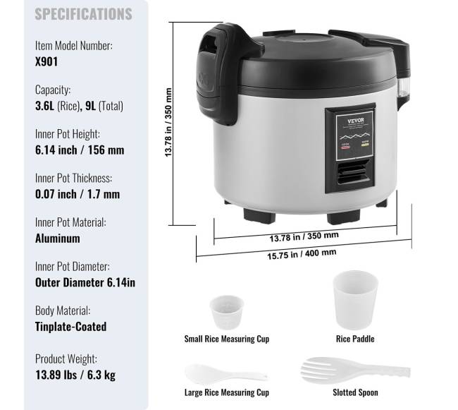 Komercinis ryžių virimo aparatas 45 puodelių6