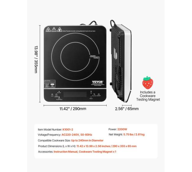 Nešiojama indukcinė viryklė 2200W, 9 lygiai6