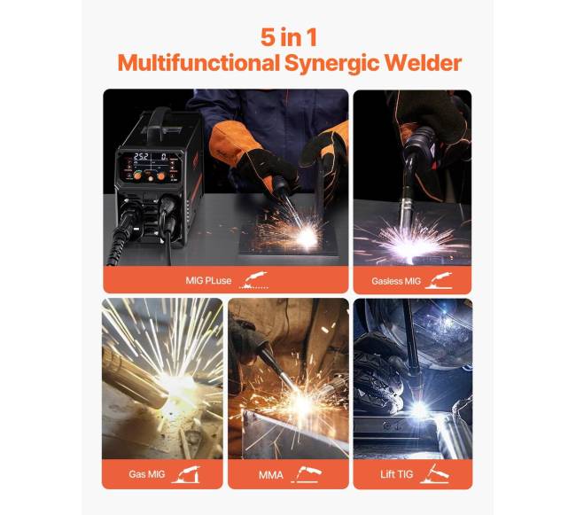 250A MIG suvirinimo aparatas su 5 funkcijomis1