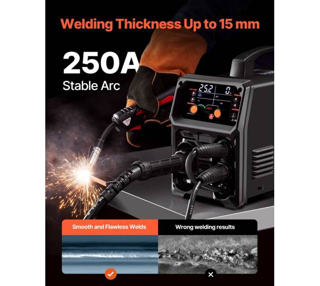 250A MIG suvirinimo aparatas su 5 funkcijomis2