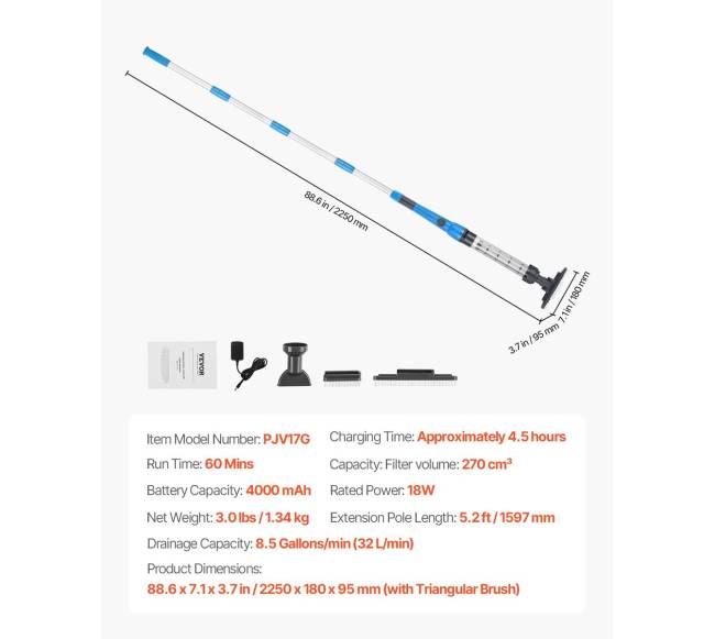 Įkraunamas baseino dulkių siurblys 1 val.6