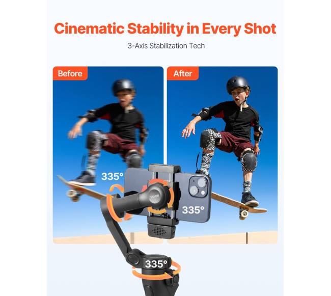 3 ašių išmaniojo telefono gimbalas su AI sekimu1