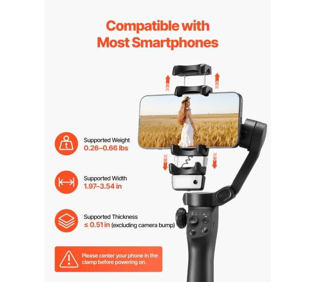 3 ašių išmaniojo telefono gimbalas su AI sekimu6