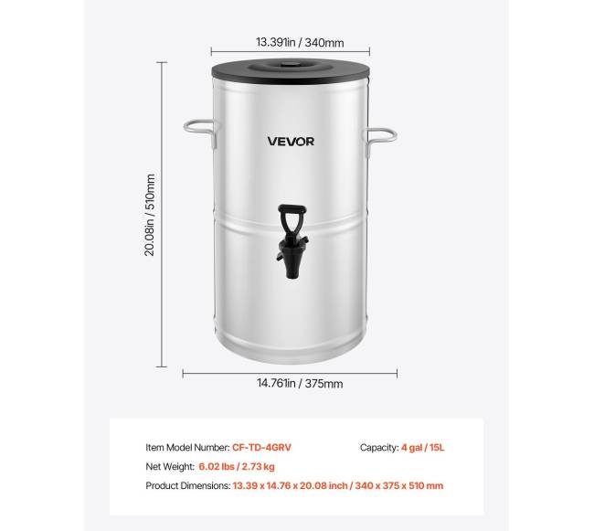 Šalto gėrimo dozatorius, 15L iš nerūdijančio plieno6