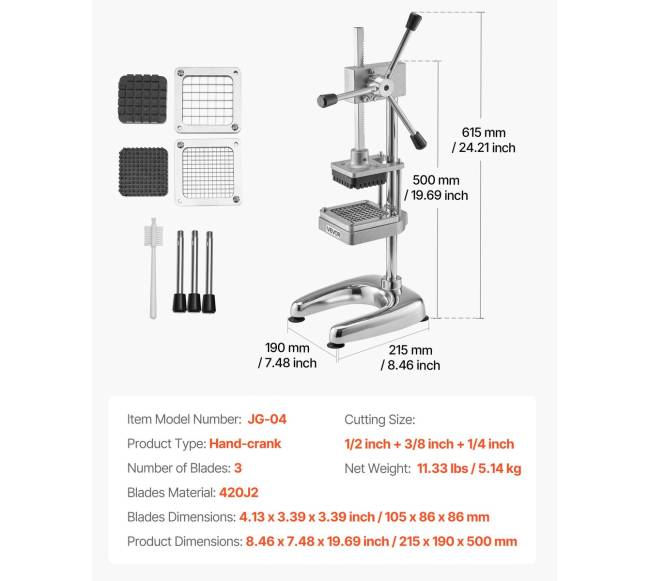Pramoninis bulvių pjaustiklis su 3 ašmenimis6