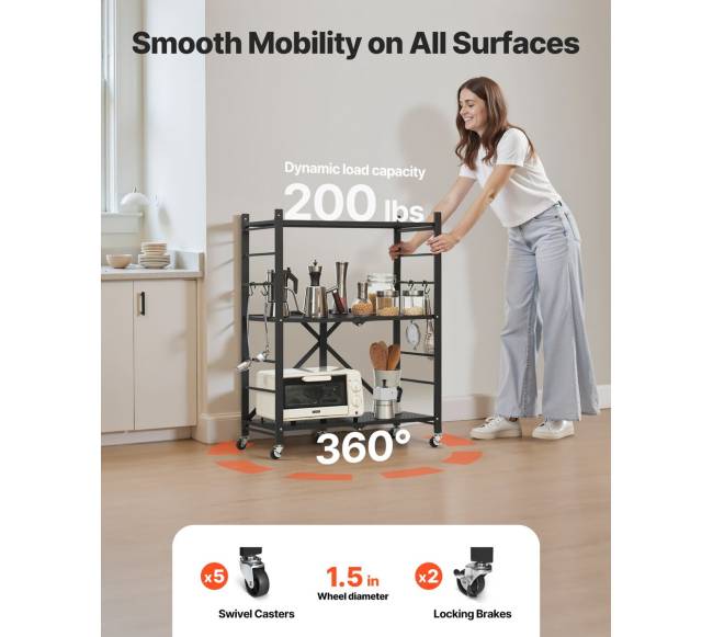 Trijų lygių lankstoma lentyna su ratukais2