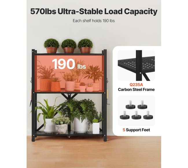 Trijų lygių lankstoma lentyna su ratukais3