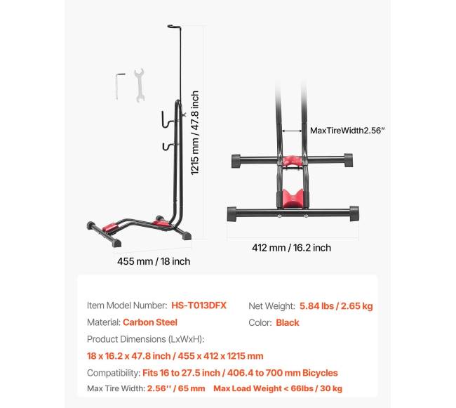 Dviračių stovėjimo stovas nuo 16 iki 27,5 col.6