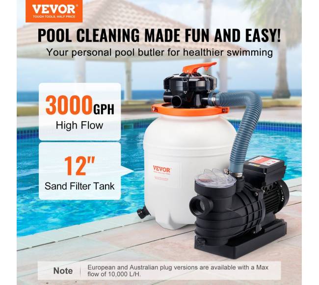 Vevor smėlio filtro siurblys baseinams, 12 colių1