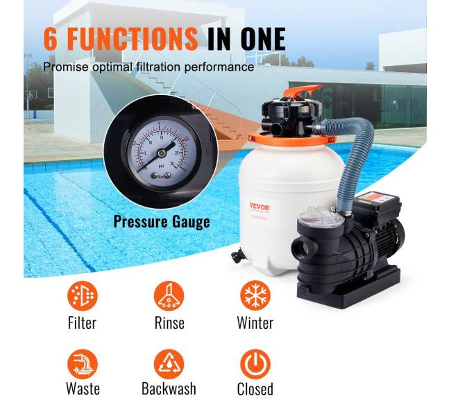 Vevor smėlio filtro siurblys baseinams, 12 colių3