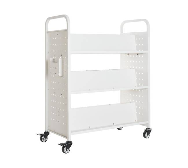 3-aukščių baltas knygų vežimėlis0