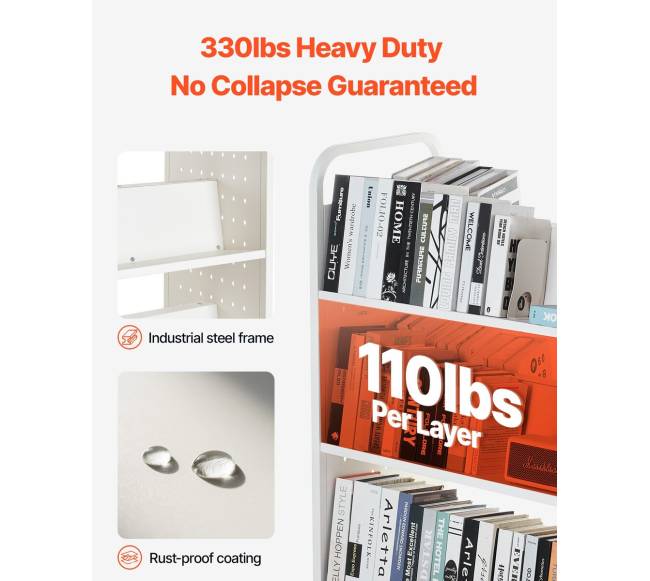 3-aukščių baltas knygų vežimėlis2