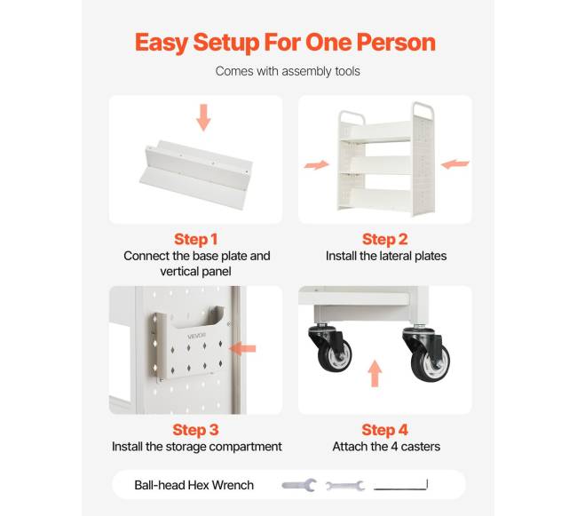 3-aukščių baltas knygų vežimėlis4