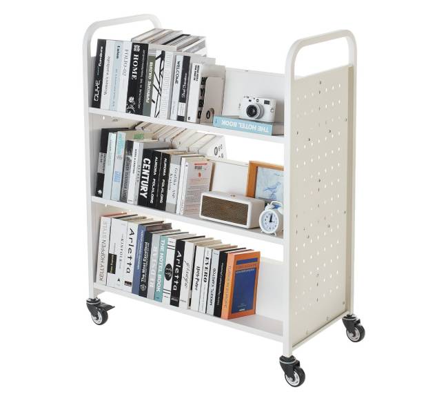 3-aukščių baltas knygų vežimėlis9