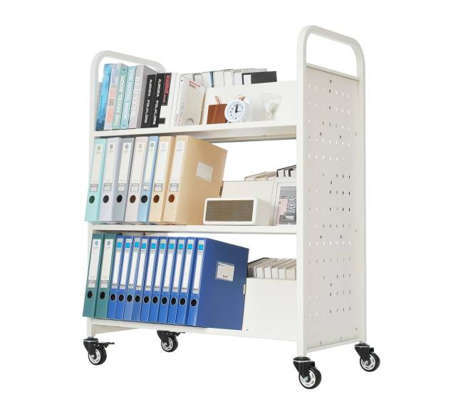 3-aukščių baltas knygų vežimėlis10