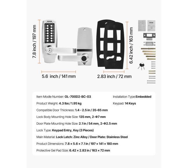 Mechaninė kodinė spyna su 14 mygtukų6
