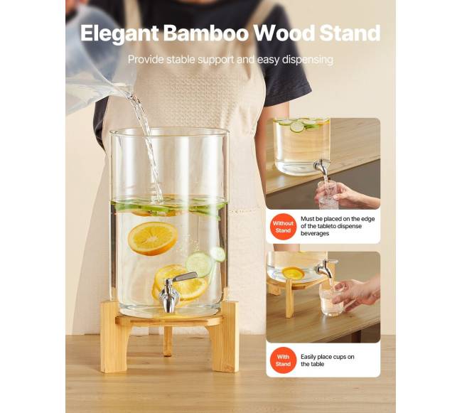 Gėrimų dozatorius stiklinis su stovu 8L4