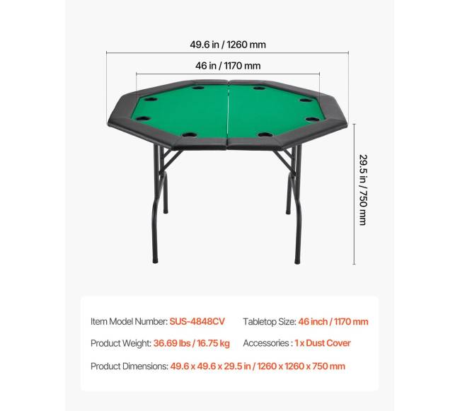 1220 mm sulankstomas pokerio stalas 8 žaidėjams6