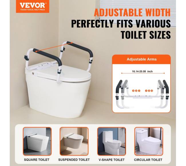 Toleto apsauginis turėklas su reguliuojamu pločiu1