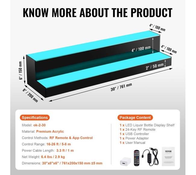 LED apšviesta gėrimų lentyna 76 cm5