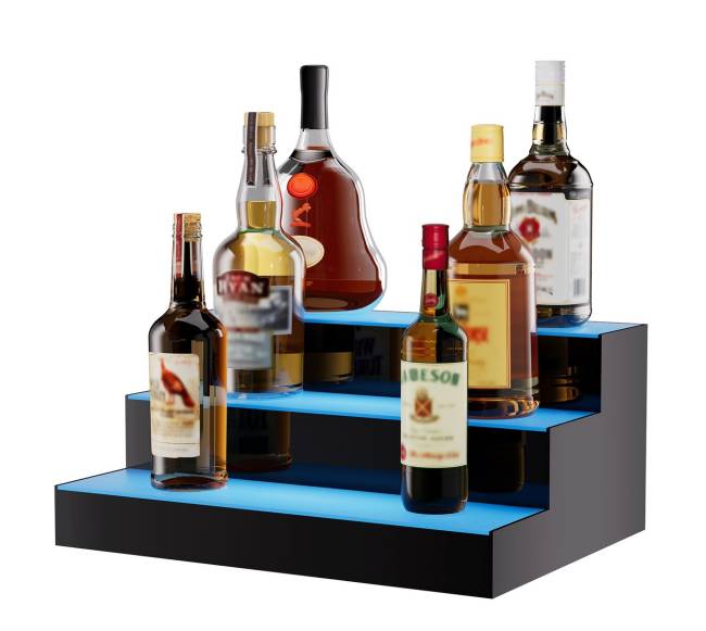 LED apšvietimo alkoholio butelių lentyna0