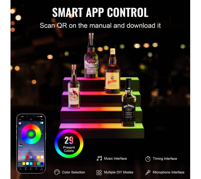 LED apšvietimo alkoholio butelių lentyna2