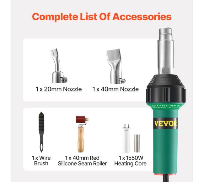 Karšto oro plastiko suvirintojas 1600W PVC TPO vinilo šiluminis pistoletas5