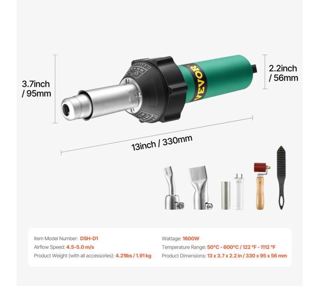 Karšto oro plastiko suvirintojas 1600W PVC TPO vinilo šiluminis pistoletas6