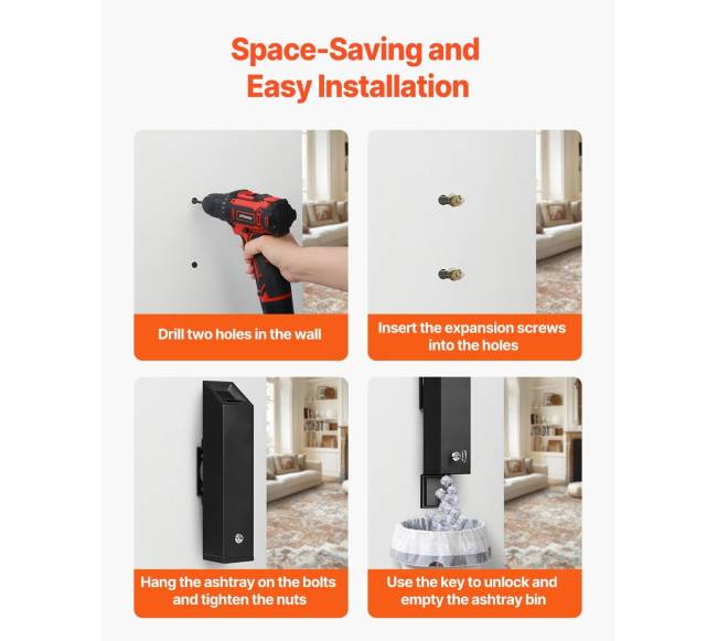 Nerūdijančio plieno peleninė ant sienos4