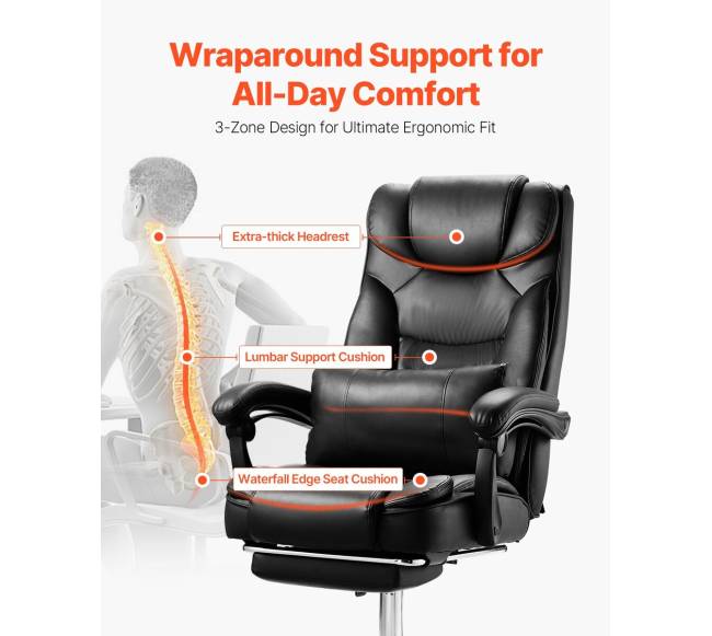 Vadovo darbo kėdė su kojų atrama ir juosmens pagalve1