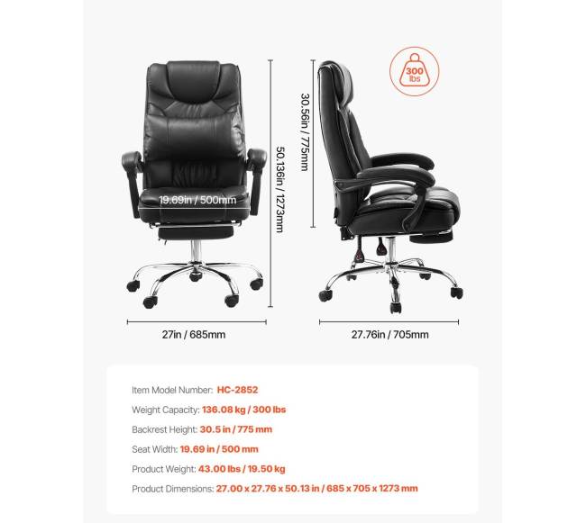 Vadovo darbo kėdė su kojų atrama ir juosmens pagalve6