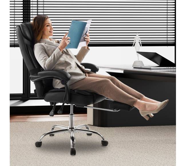 Vadovo darbo kėdė su kojų atrama ir juosmens pagalve7