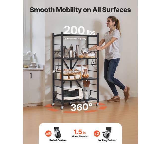 4 lygių sulankstoma lentyna su ratukais2