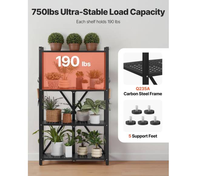 4 lygių sulankstoma lentyna su ratukais3