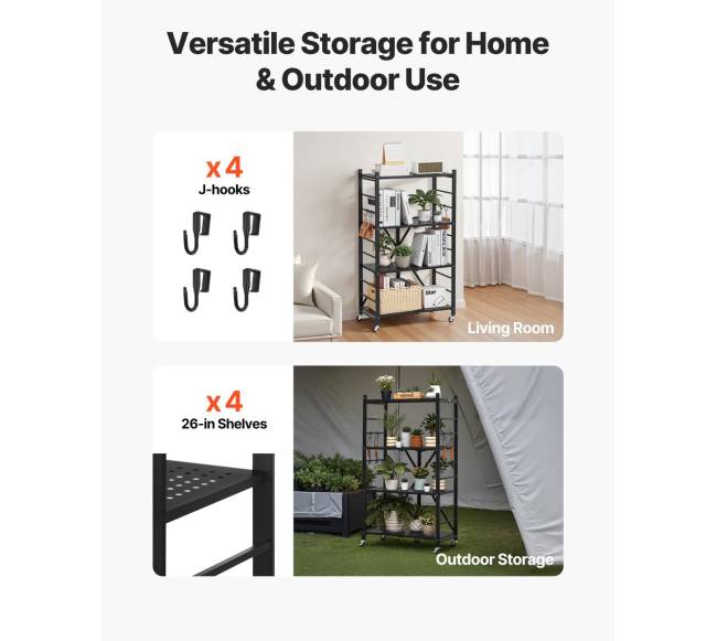 4 lygių sulankstoma lentyna su ratukais5