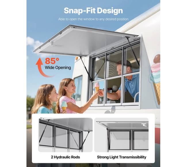 152x92 cm kiosko langas su stogeliu maisto furgonui2