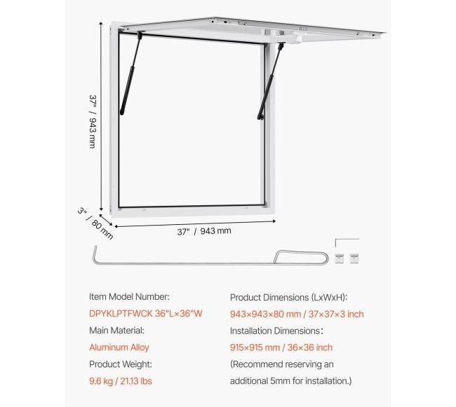 92x92 cm maisto langas su markize maisto sunkvežimiui6