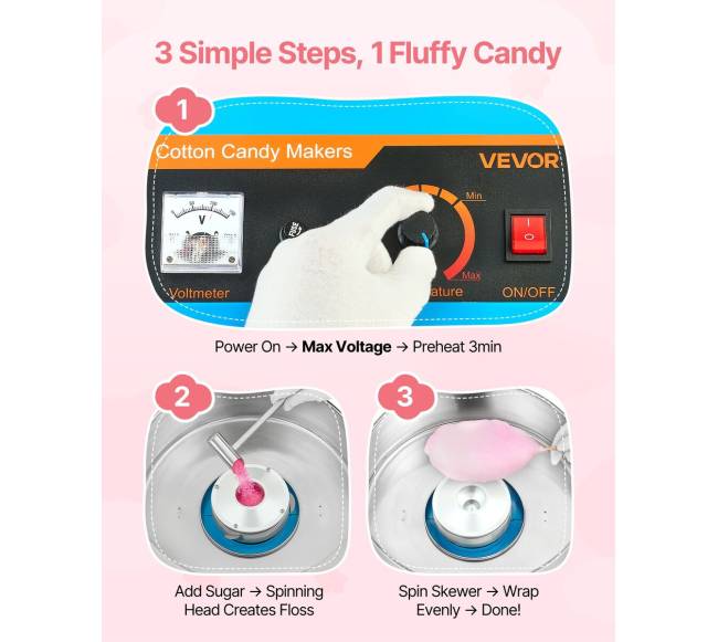 Elektrinė vatos gaminimo mašina 1000W mėlyna2